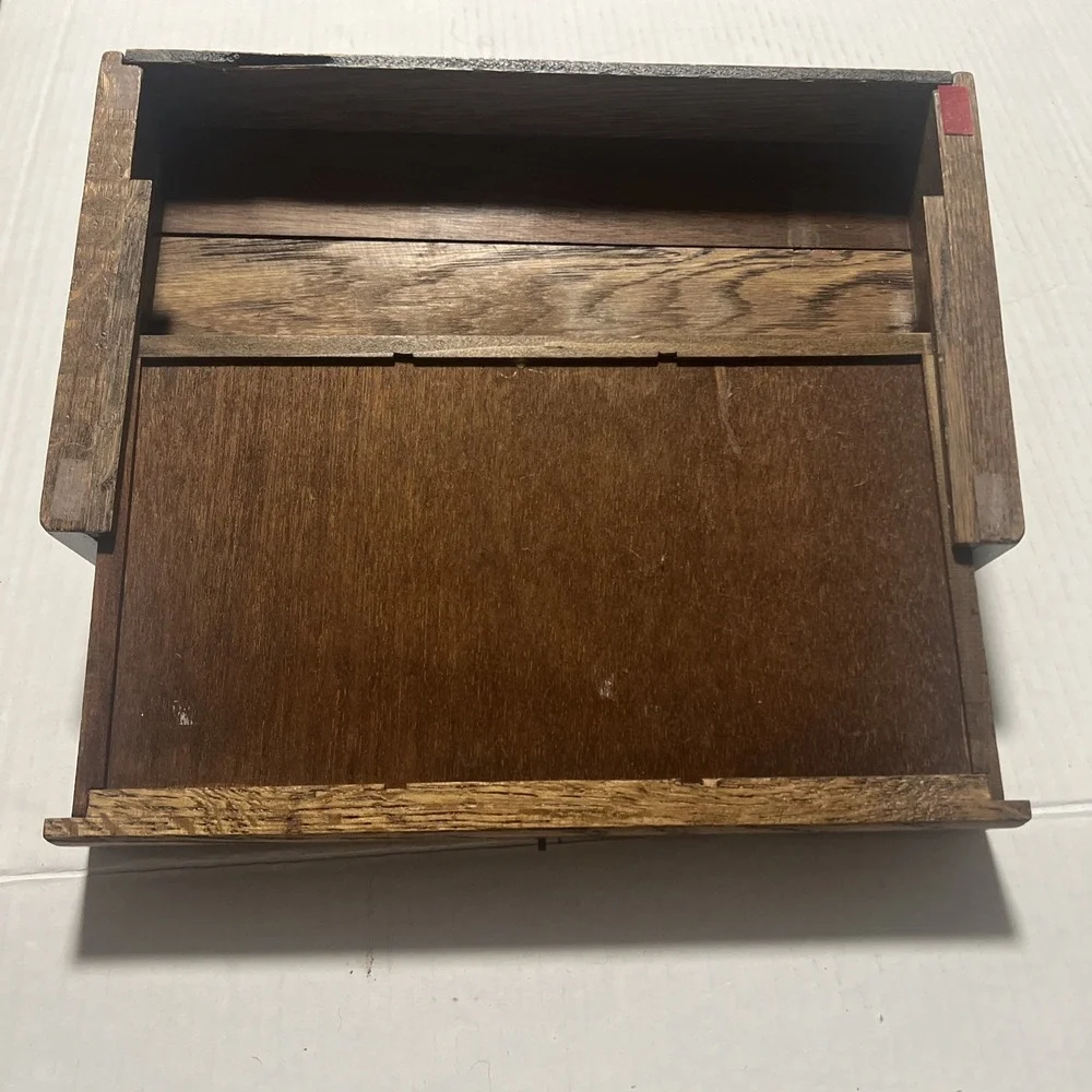 MidCentury Wooden Men's Valet Dresser Top Jewelry Organizer Red Velvet Lining
